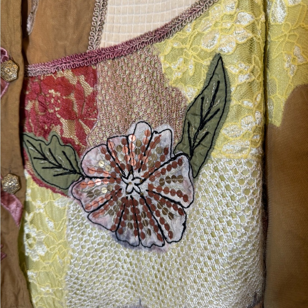 Indigo Moon Floral Patchwork Embroidered Embellis… - image 4